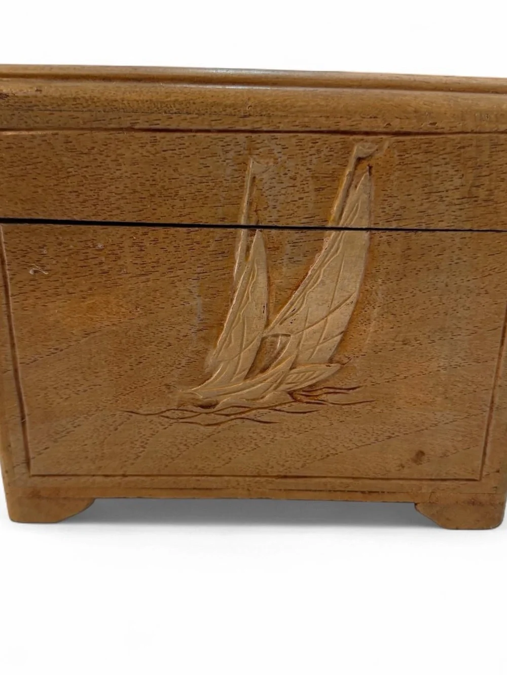 Carved Wooden Decorative Jewelry Box - Brown